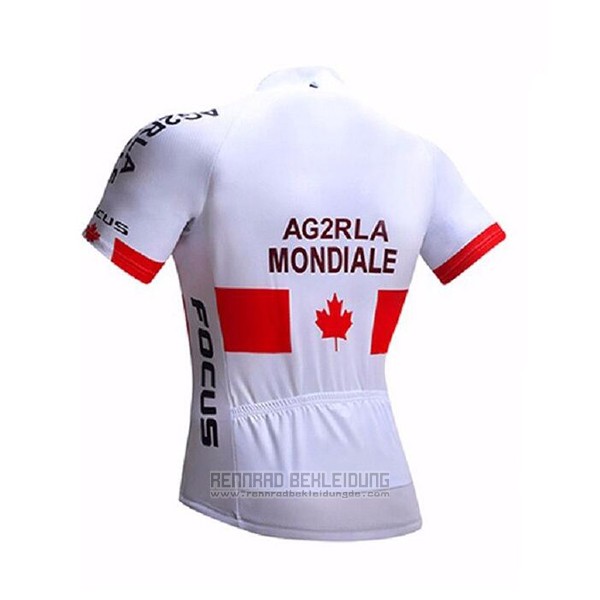 2017 Fahrradbekleidung Ag2rla Mondiale Wei Trikot Kurzarm und Tragerhose